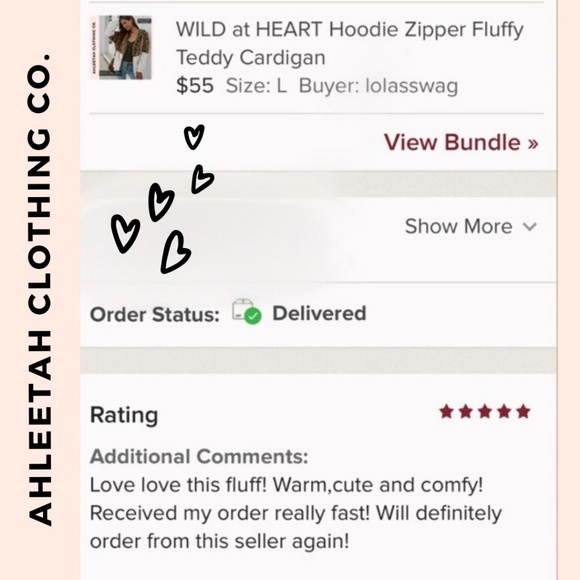 WILD at HEART Hoodie Teddy Zipper Cardigan - Picture 4 of 7